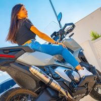 Escape compatível com Honda X-Adv 750 2021-2024, Deeptone Inox, Escape legal, homologado, silenciador com db killer removível e tubo de ligação específico 