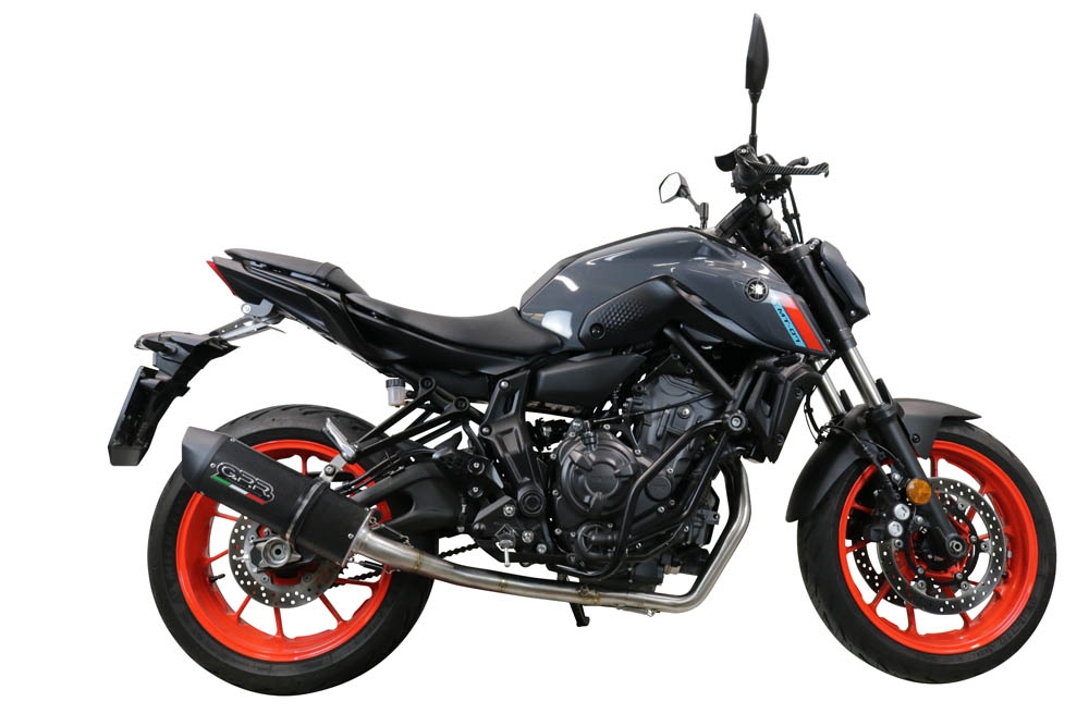 GPR escape compatível com  Yamaha Mt-07  2021-2024, Furore Evo4 Poppy, Sistema homologado com catalisador linha completa, silencioso mais coletor 