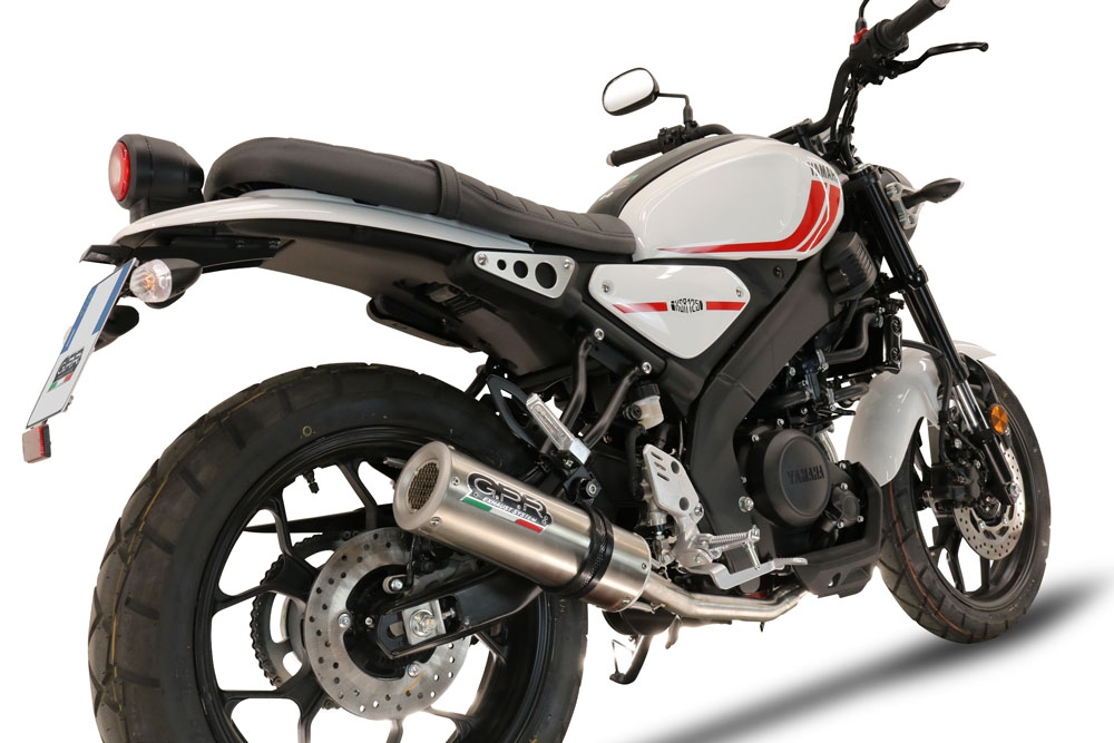 Escape compatível com Yamaha XSR 125 2021-2025, M3 Inox , Escape completo, não legal para países da UE, com db killer removível 