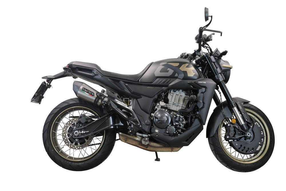 GPR escape compatível com  Zontes 350 T1 ADV 2022-2024, New Grand Prix Evo Titanium, Escape legal, homologado, silenciador com db killer removível e tubo de ligação específico 