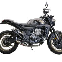 Escape compatível com Zontes 350 GK 2022-2024, Deeptone Inox, Escape completo, não legal para países da UE, com db killer removível 