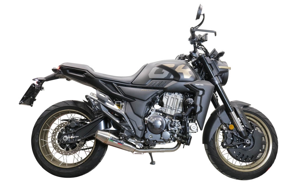 Escape compatível com Zontes 350 T2 ADV 2022-2024, Ultracone, Escape completo, não legal para países da UE, com db killer removível 