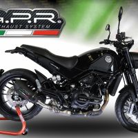 GPR escape compatível com  Benelli Leoncino 500 2017-2024, New Grand Prix Evo Black Titanium, Escape legal, homologado, silenciador com db killer removível e tubo de ligação específico 