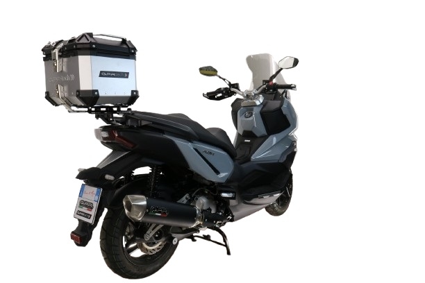 Top case maletas GPR TECH compatível com Bmw G 310 Gs 2017/2021 e4 Top Case Alpi-Tech em alumínio, cor prata com placa específica incluída Capacidade Litros 26