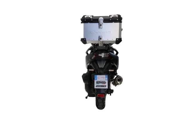 Top case maletas GPR TECH compatível com Bmw G 310 Gs 2017/2021 e4 Top Case Alpi-Tech em alumínio, cor prata com placa específica incluída Capacidade Litros 45
