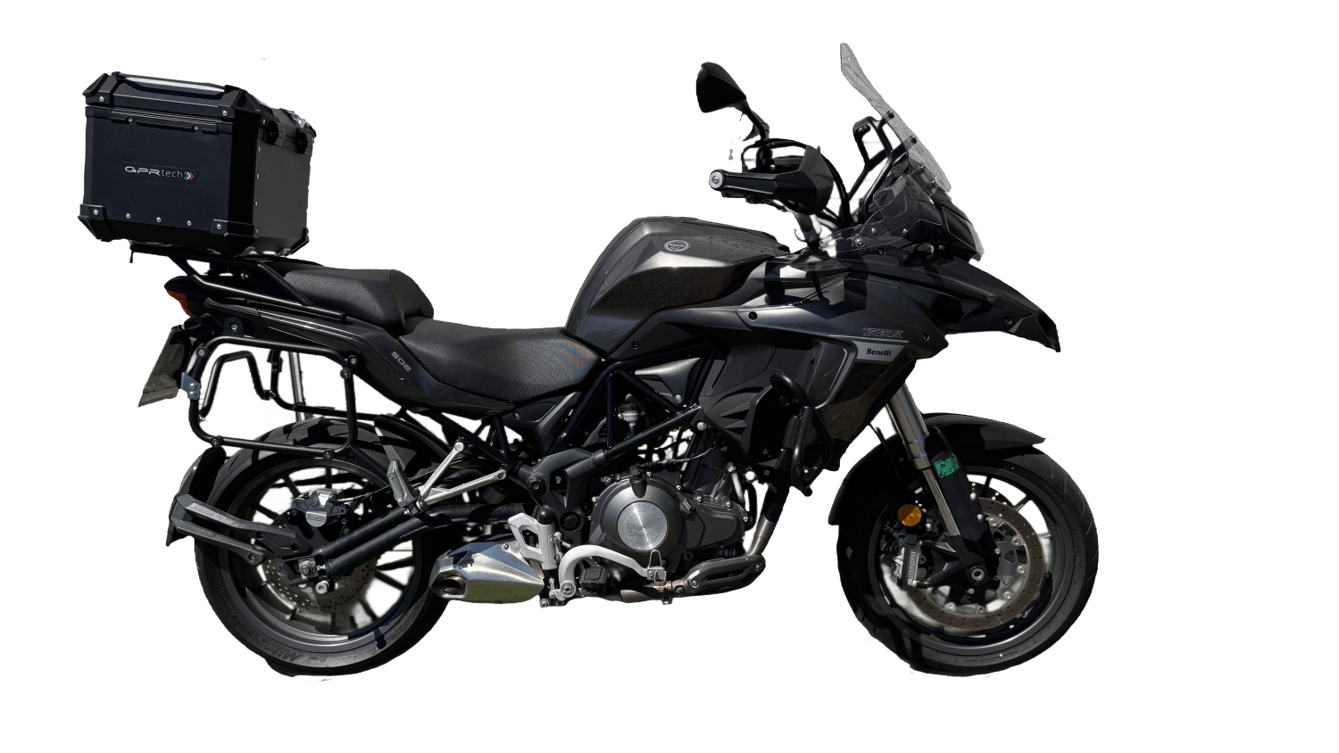 Top case maletas GPR TECH compatível com Benelli Trk 502 X 2017/2020 e4 Top Case Alpi-Tech em alumínio, cor preta com placa específica incluída Capacidade Litros 55