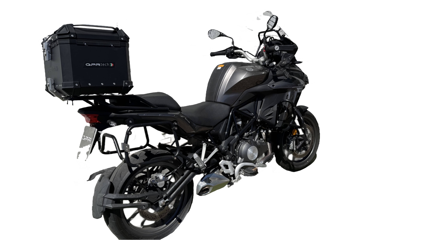 Top case maletas GPR TECH compatível com Benelli Trk 502 X 2017/2020 e4 Top Case Alpi-Tech em alumínio, cor preta com placa específica incluída Capacidade Litros 35