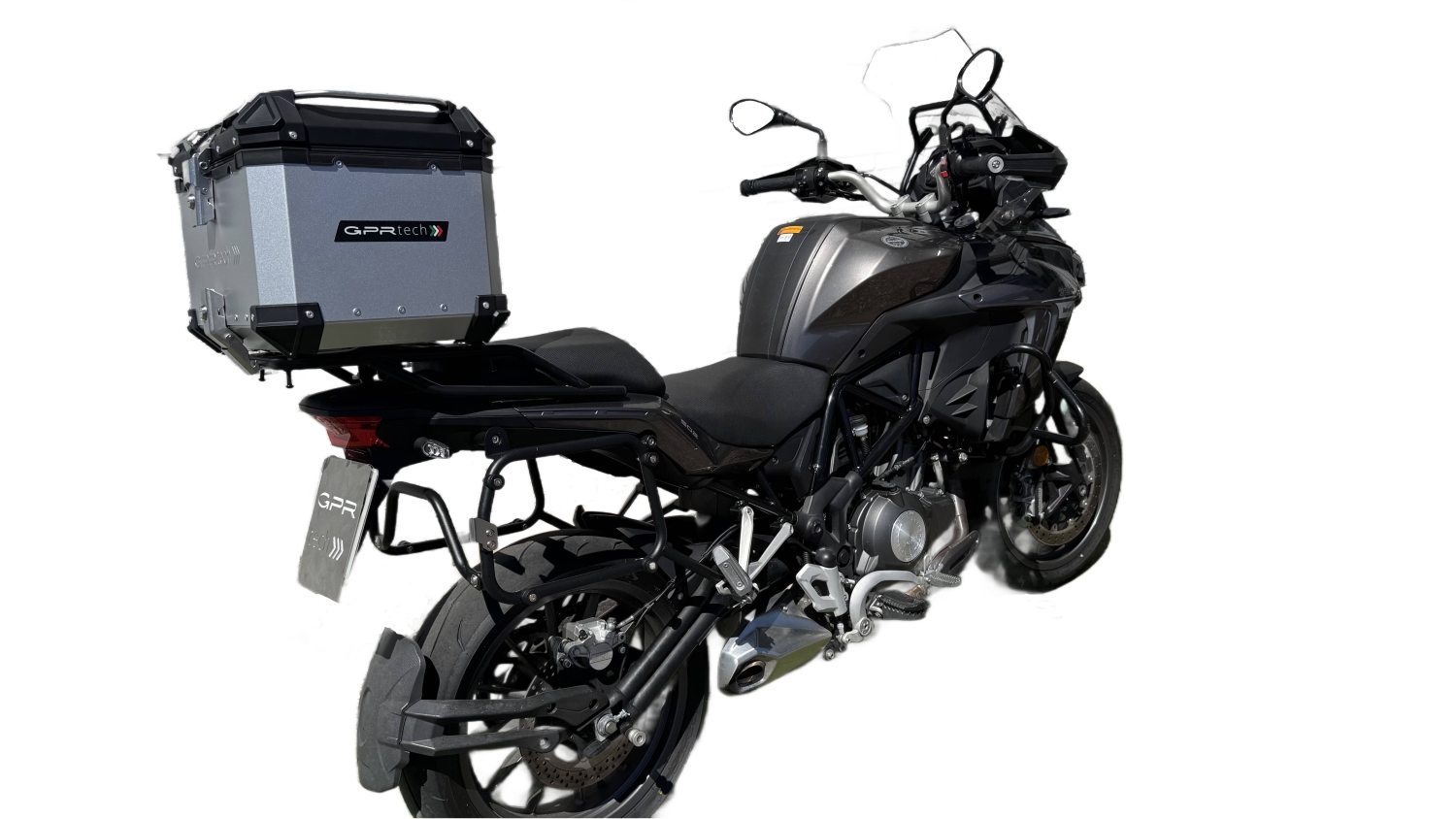 Top case maletas GPR TECH compatível com Benelli Trk 502 2017/2020 e4 Top Case Alpi-Tech em alumínio, cor prata com placa específica incluída Capacidade Litros 35