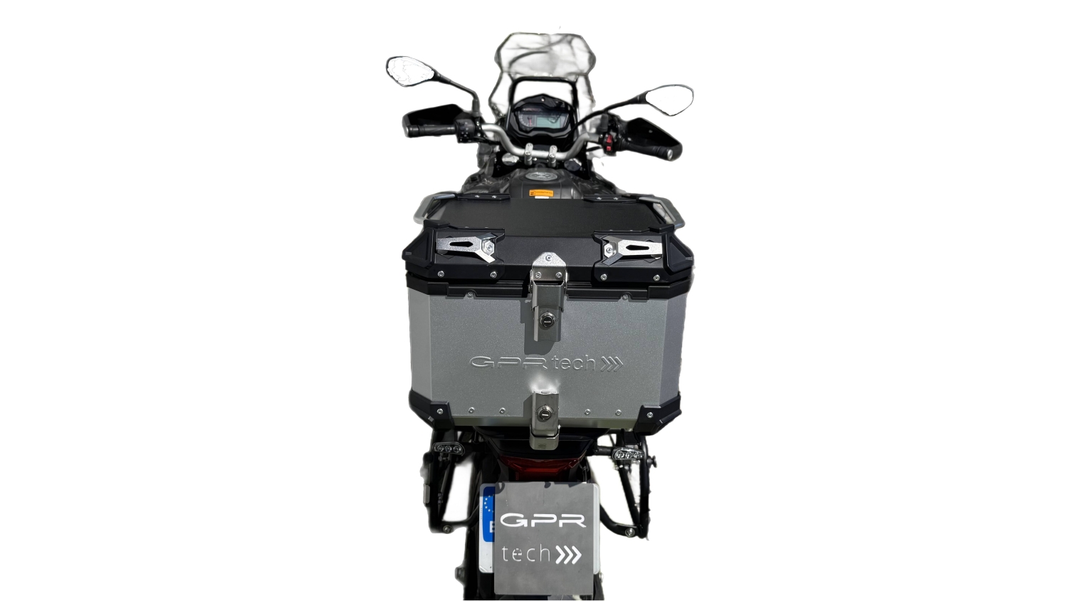 Top case maletas GPR TECH compatível com Benelli Trk 502 2017/2020 e4 Top Case Alpi-Tech em alumínio, cor prata com placa específica incluída Capacidade Litros 35