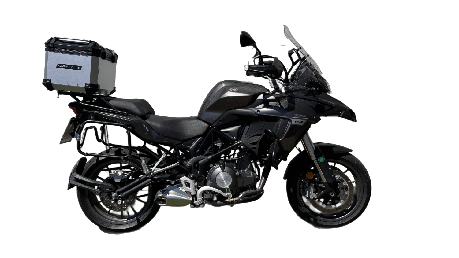 Top case maletas GPR TECH compatível com Benelli Trk 502 2017/2020 e4 Top Case Alpi-Tech em alumínio, cor prata com placa específica incluída Capacidade Litros 35