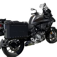 GPR TECH compatível com  Benelli Trk 502 X 2021/2024 e5 Par de malas laterais em alumínio cor preta com porta-bagagem específico Capacidade 38 LT. + 38 LT.