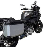GPR TECH compatível com  Benelli Trk 502 X 2021/2024 e5 Par de malas laterais em alumínio cor prata com porta-bagagem específico Capacidade 38 LT. + 38 LT.