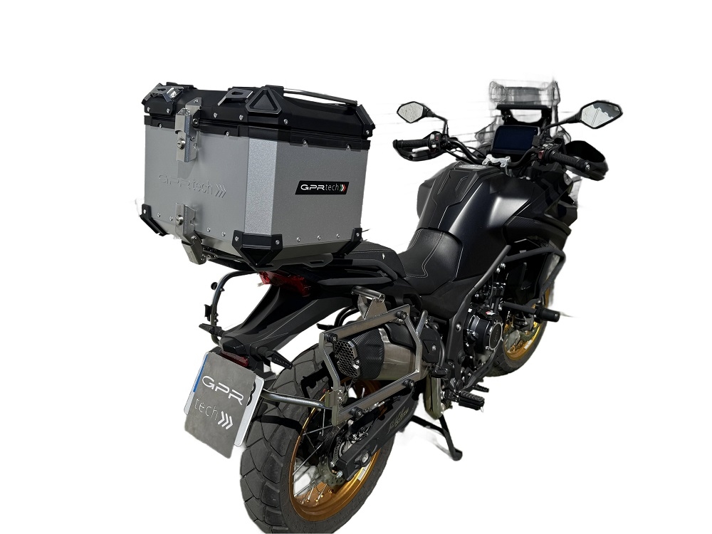 Top case maletas GPR TECH compatível com Voge 525DSX 2023/2025 e5 Top Case Alpi-Tech em alumínio, cor prata com placa específica incluída Capacidade Litros 35