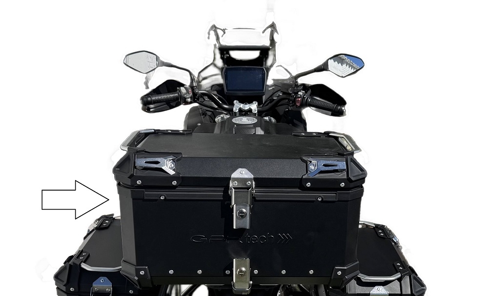 Top case maletas GPR TECH compatível com Voge 525DSX 2023/2025 e5 Top Case Alpi-Tech em alumínio, cor preta com placa específica incluída Capacidade Litros 45