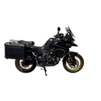 GPR TECH compatível com  Voge 525DSX 2023/2024 e5 Par de malas laterais em alumínio com o lado direito contornado, cor preta com porta-bagagem específico Capacidade 38 LT. + 32 LT.
