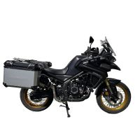 GPR TECH compatível com  Voge 525DSX 2023/2024 e5 Par de malas laterais em alumínio com o lado direito contornado, cor prata com porta-bagagem específico Capacidade 38 LT. + 32 LT.