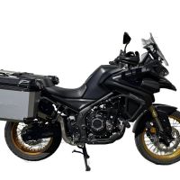 GPR TECH compatível com  Voge 525DSX 2023/2025 e5 Par de malas laterais em alumínio com o lado direito contornado, cor prata com porta-bagagem específico Capacidade 38 LT. + 32 LT.