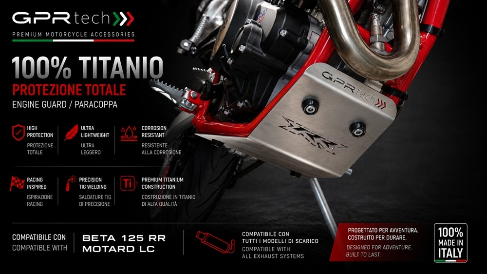 GPR TECH compatível com Beta RR 125 4T Enduro LC 2021/2023 e5 Placa antiderrapante de titânio 