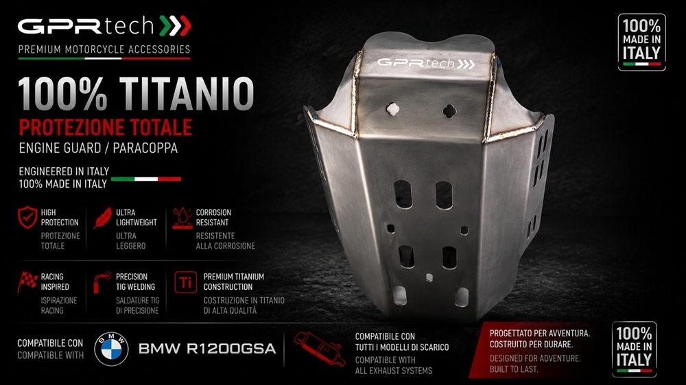 GPR TECH compatível com Bmw R 1200 Gs 2010/2012 Placa antiderrapante de titânio 