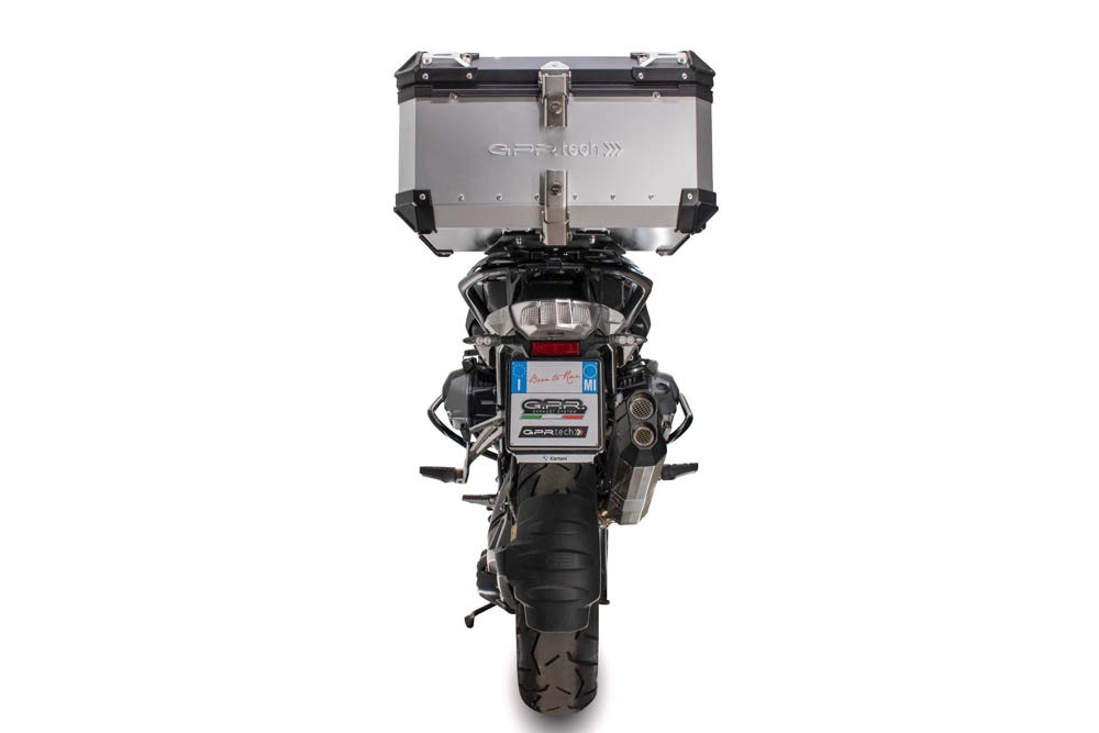 Top case maletas GPR TECH compatível com Bmw R 1200 Gs 2017/2018 e4 Top Case Alpi-Tech em alumínio, cor prata com placa específica incluída Capacidade Litros 55