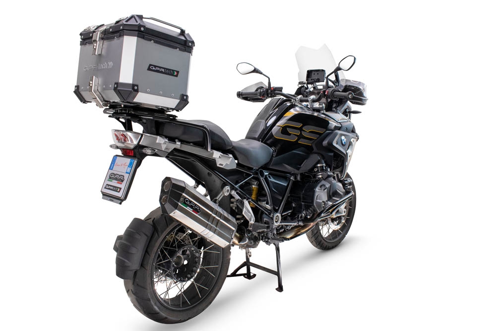 Top case maletas GPR TECH compatível com Bmw R 1200 Gs 2017/2018 e4 Top Case Alpi-Tech em alumínio, cor prata com placa específica incluída Capacidade Litros 55