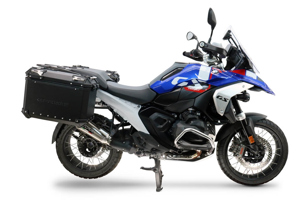 GPR TECH compatível com  Bmw R 1300 GS 2024/2026 Par de malas laterais em alumínio cor preta com porta-bagagem específico Capacidade 38 LT. + 38 LT.