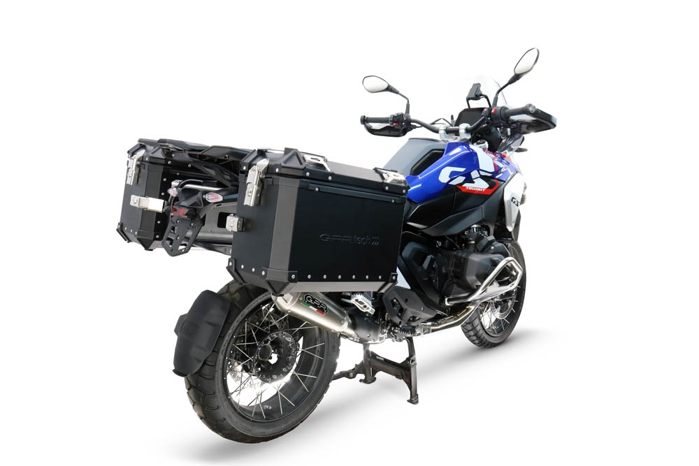 GPR TECH compatível com  Bmw R 1300 GS 2024/2026 Par de malas laterais em alumínio cor preta com porta-bagagem específico Capacidade 38 LT. + 38 LT.