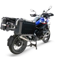 GPR TECH compatível com  Bmw R 1300 GS 2024/2026 Par de malas laterais em alumínio cor preta com porta-bagagem específico Capacidade 38 LT. + 38 LT.