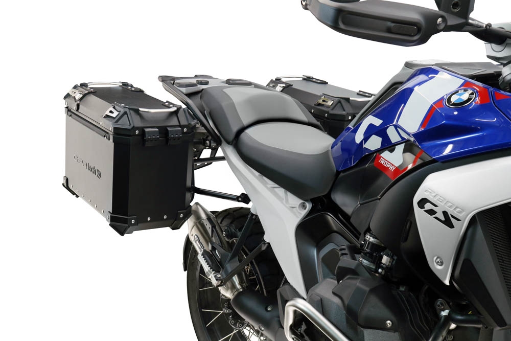 GPR TECH compatível com  Bmw R 1300 GS 2024/2026 Par de malas laterais em alumínio cor preta com porta-bagagem específico Capacidade 38 LT. + 38 LT.