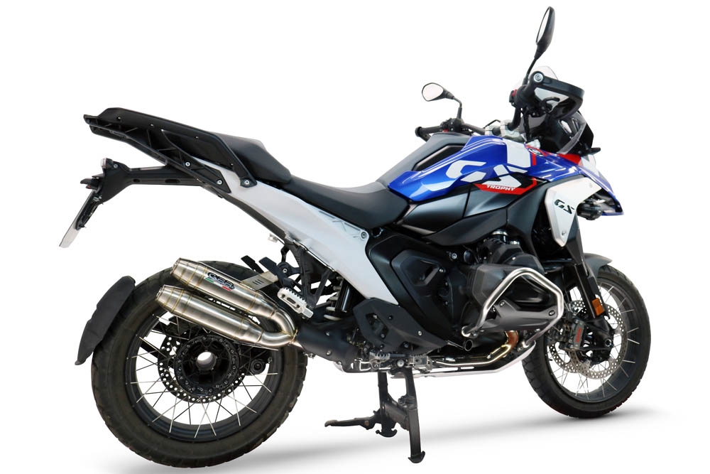 GPR escape compatível com  Bmw R 1300 GS Adventure 2024-2026, Deeptone Duplex, Par de silenciosos de escape homologadas, com db killer removível e tubos de ligação específicos 
