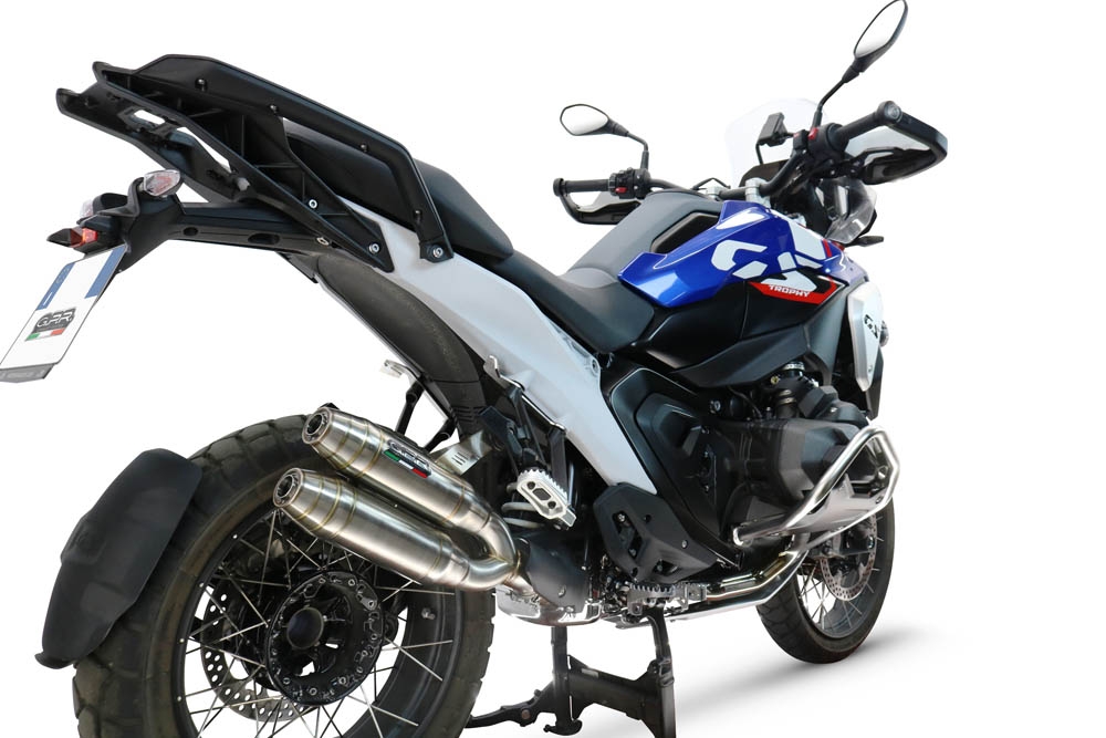 GPR escape compatível com  Bmw R 1300 GS Adventure 2024-2026, Deeptone Duplex, Par de silenciosos de escape homologadas, com db killer removível e tubos de ligação específicos 