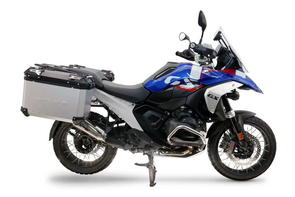 GPR TECH compatível com  Bmw R 1300 GS 2024/2026 Par de malas laterais em alumínio cor prata com porta-bagagem específico Capacidade 38 LT. + 38 LT.