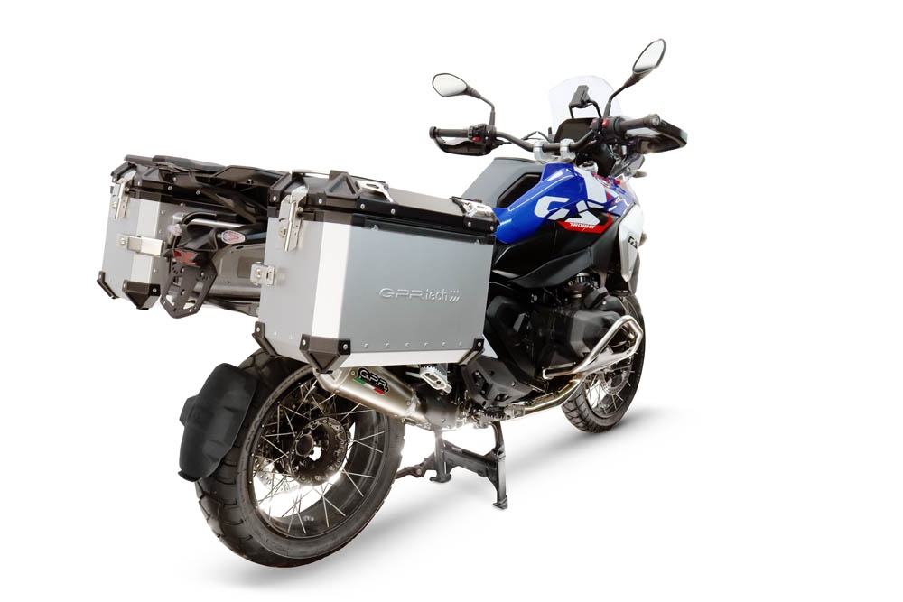 GPR TECH compatível com  Bmw R 1300 GS 2024/2026 Par de malas laterais em alumínio cor prata com porta-bagagem específico Capacidade 38 LT. + 38 LT.
