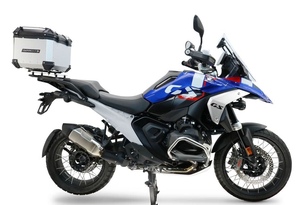Top case maletas GPR TECH compatível com Bmw R 1300 GS 2024/2026 Top Case Alpi-Tech em alumínio, cor prata com placa específica incluída para porta-bagagens traseiro Capacidade Litros 35
