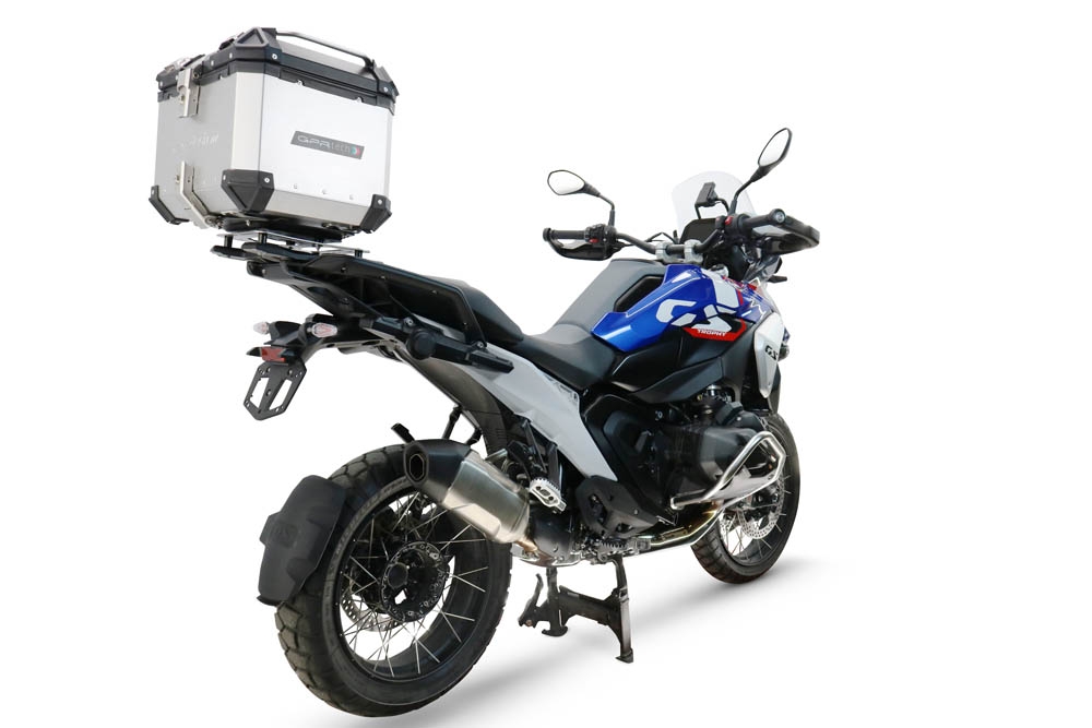 Top case maletas GPR TECH compatível com Bmw R 1300 GS 2024/2026 Top Case Alpi-Tech em alumínio, cor prata com placa específica incluída para porta-bagagens traseiro Capacidade Litros 35