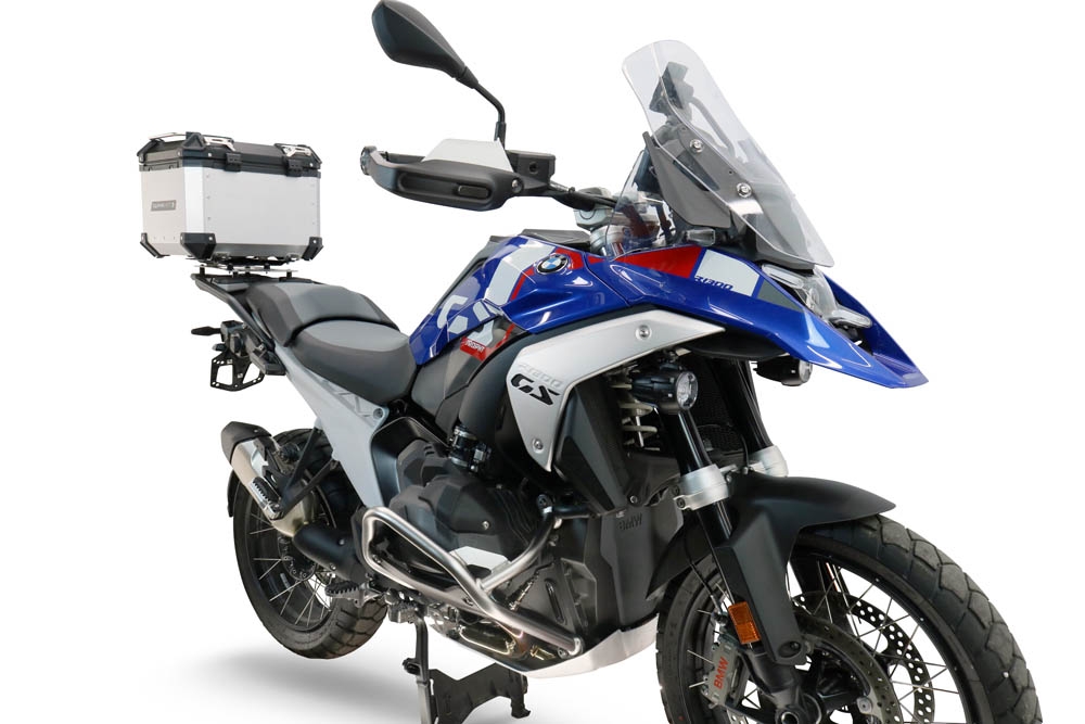 Top case maletas GPR TECH compatível com Bmw R 1300 GS 2024/2026 Top Case Alpi-Tech em alumínio, cor prata com placa específica incluída para porta-bagagens traseiro Capacidade Litros 35