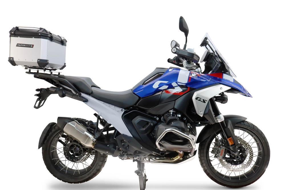 Top case maletas GPR TECH compatível com Bmw R 1300 GS 2024/2026 Top Case Alpi-Tech em alumínio, cor prata com placa específica incluída para porta-bagagens traseiro Capacidade Litros 45