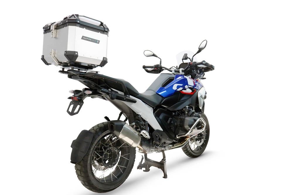 Top case maletas GPR TECH compatível com Bmw R 1300 GS 2024/2026 Top Case Alpi-Tech em alumínio, cor prata com placa específica incluída para porta-bagagens traseiro Capacidade Litros 45