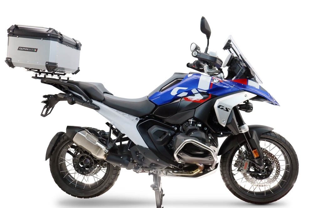 Top case maletas GPR TECH compatível com Bmw R 1300 GS 2024/2026 Top Case Alpi-Tech em alumínio, cor prata com placa específica incluída para porta-bagagens traseiro Capacidade Litros 55