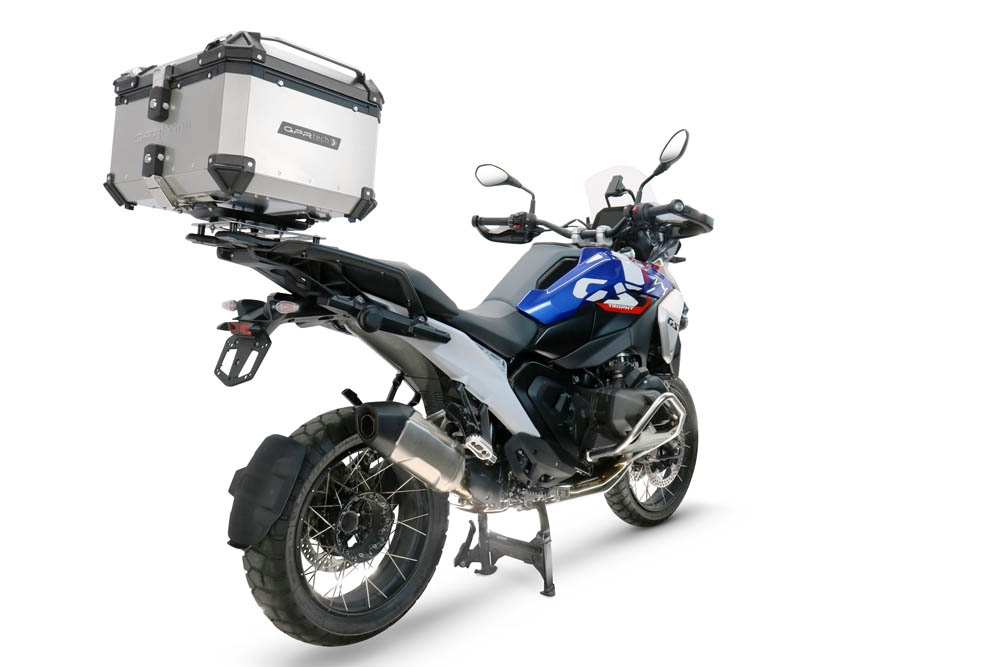 Top case maletas GPR TECH compatível com Bmw R 1300 GS 2024/2026 Top Case Alpi-Tech em alumínio, cor prata com placa específica incluída para porta-bagagens traseiro Capacidade Litros 55