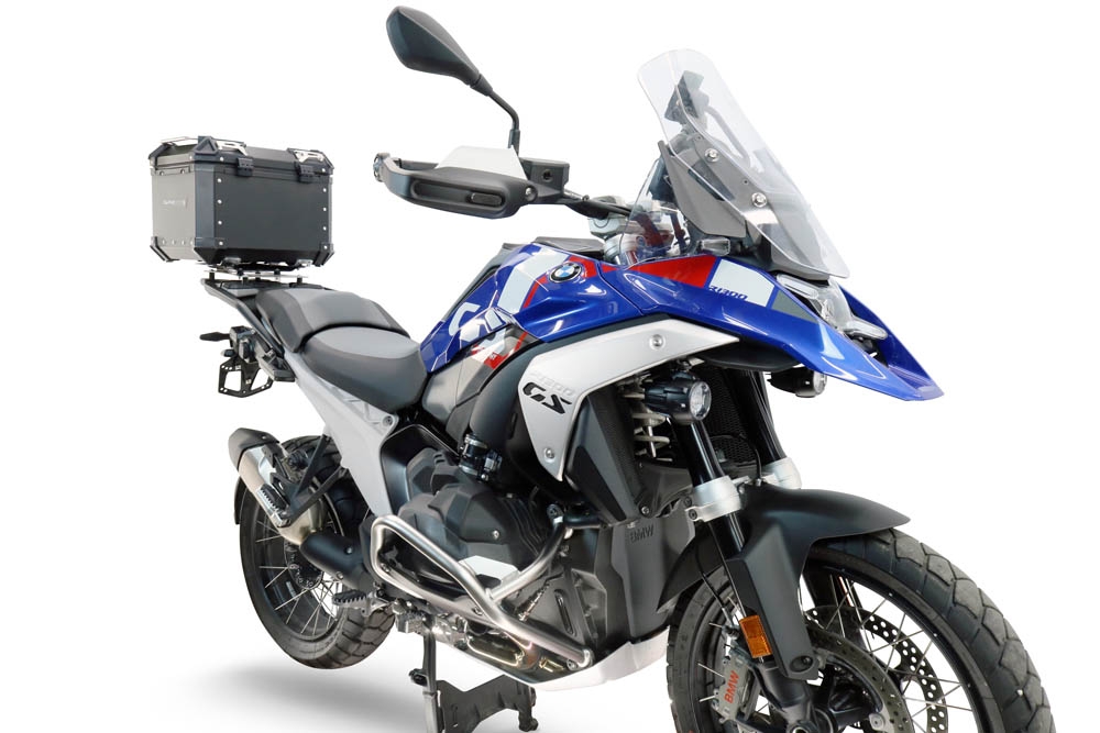 Top case maletas GPR TECH compatível com Bmw R 1300 GS 2024/2026 Top Case Alpi-Tech em alumínio, cor prata com placa específica incluída para porta-bagagens traseiro Capacidade Litros 35
