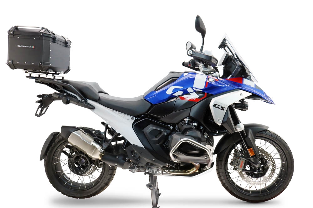 Top case maletas GPR TECH compatível com Bmw R 1300 GS 2024/2026 Top Case Alpi-Tech em alumínio, cor prata com placa específica incluída para porta-bagagens traseiro Capacidade Litros 45