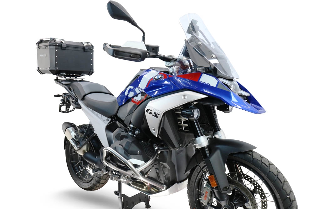 Top case maletas GPR TECH compatível com Bmw R 1300 GS 2024/2026 Top Case Alpi-Tech em alumínio, cor prata com placa específica incluída para porta-bagagens traseiro Capacidade Litros 45
