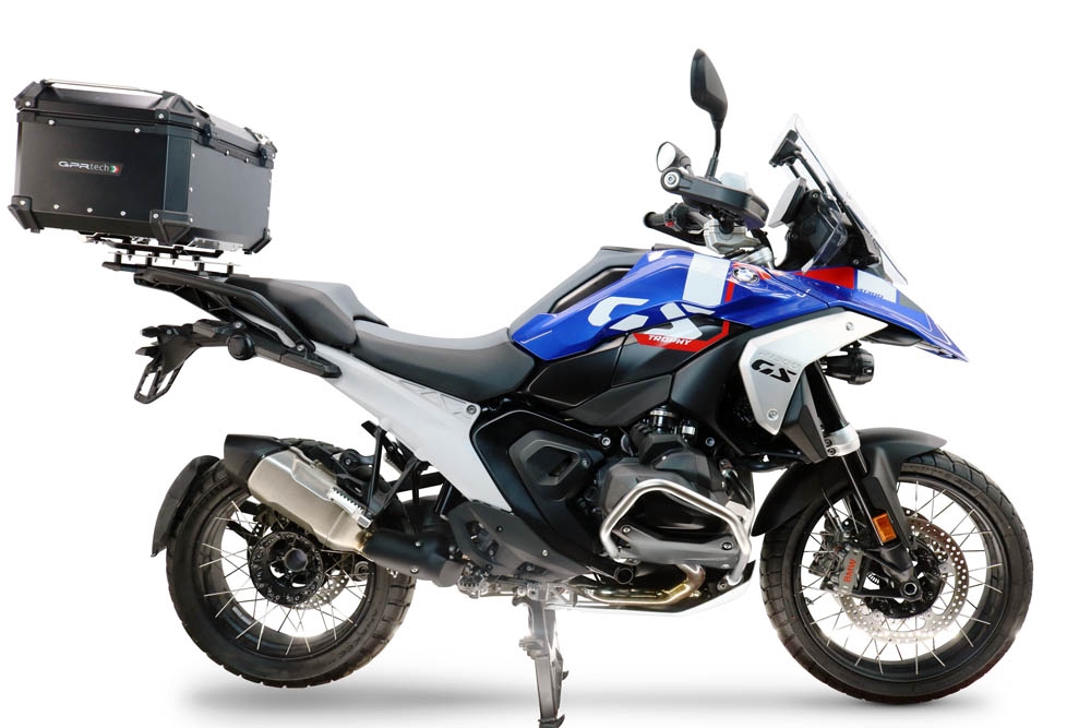 Top case maletas GPR TECH compatível com Bmw R 1300 GS 2024/2026 Top Case Alpi-Tech em alumínio, cor prata com placa específica incluída para porta-bagagens traseiro Capacidade Litros 55