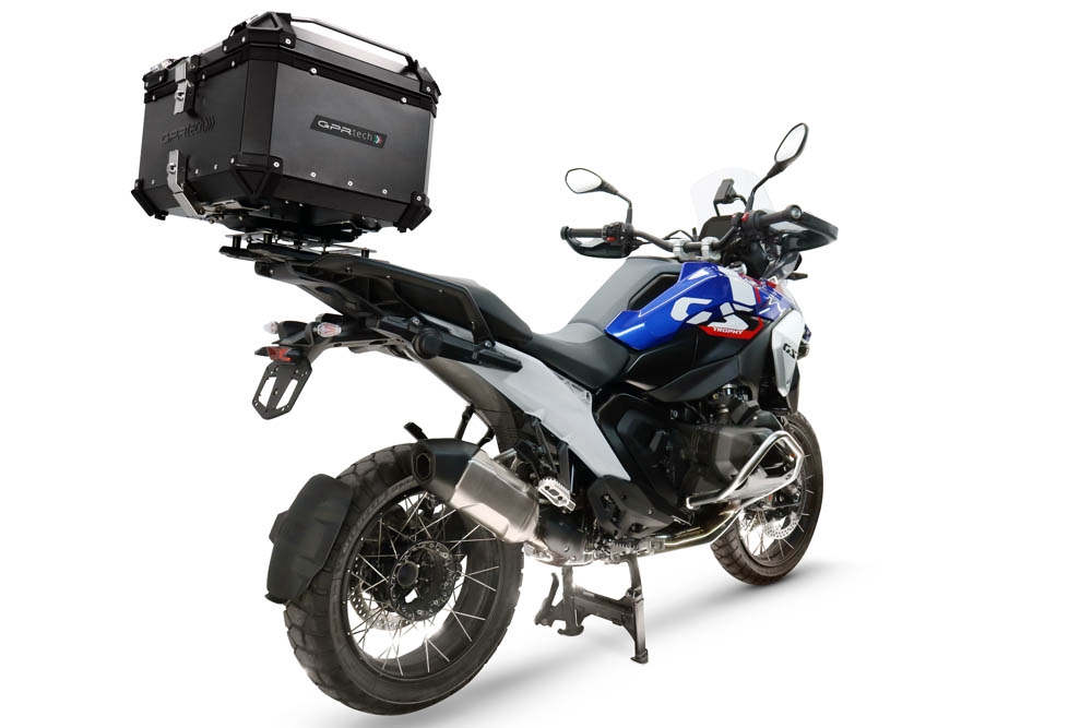 Top case maletas GPR TECH compatível com Bmw R 1300 GS 2024/2026 Top Case Alpi-Tech em alumínio, cor prata com placa específica incluída para porta-bagagens traseiro Capacidade Litros 55