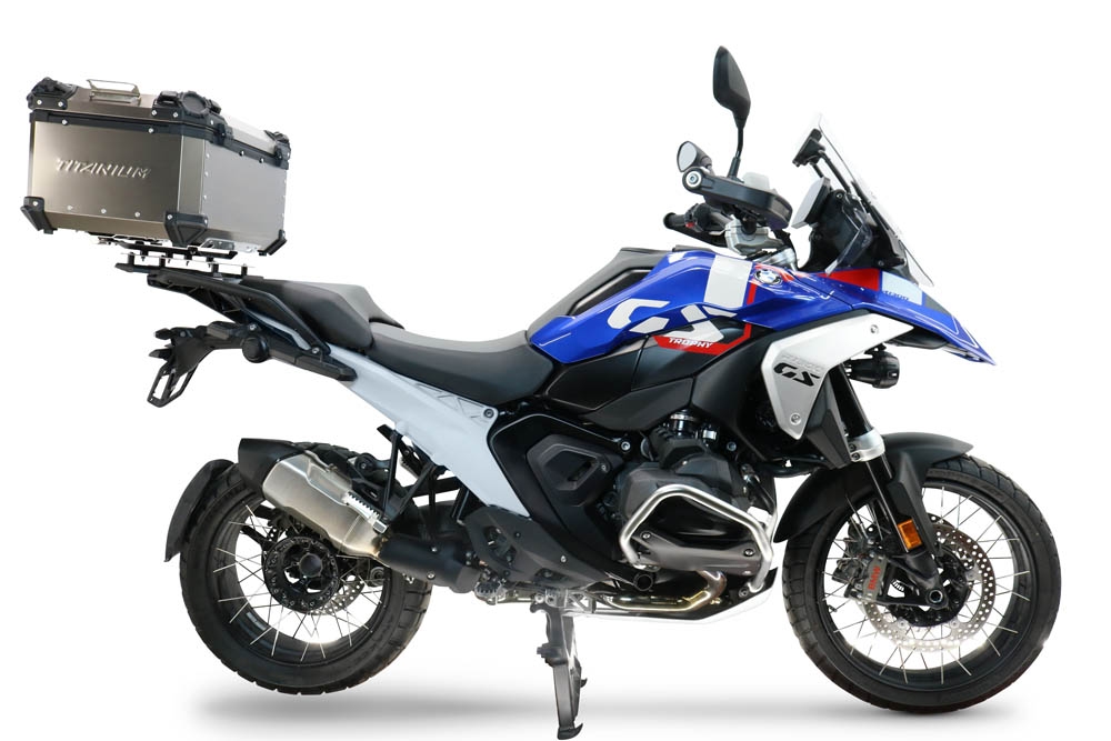  Bmw R 1300 GS Adventure 2024/2026 Top Case Alpi-Tech em titânio, cor natural com placa específica incluída Capacidade Litros 55