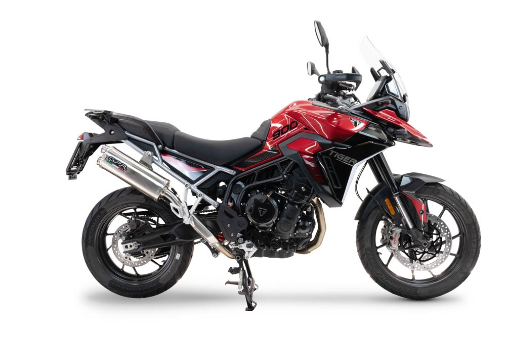 Escape compatível com Triumph Tiger 900 GT / Pro / Rally Pro 2024-2025, Dual Inox, Escape legal, homologado, silenciador com db killer removível e tubo de ligação específico 