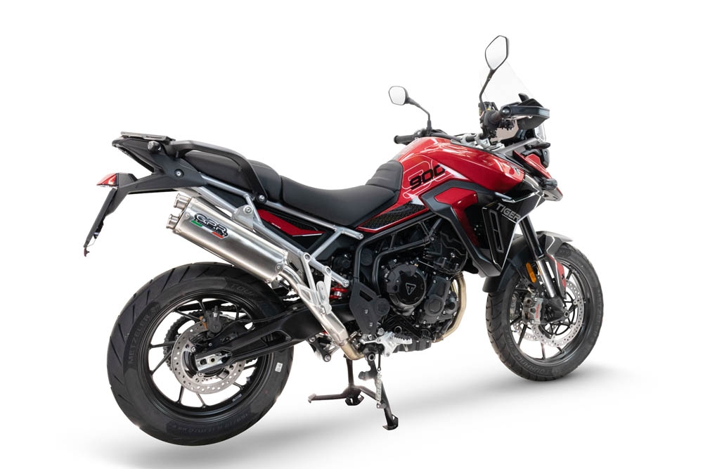 Escape compatível com Triumph Tiger 900 GT / Pro / Rally Pro 2024-2025, Dual Inox, Escape legal, homologado, silenciador com db killer removível e tubo de ligação específico 
