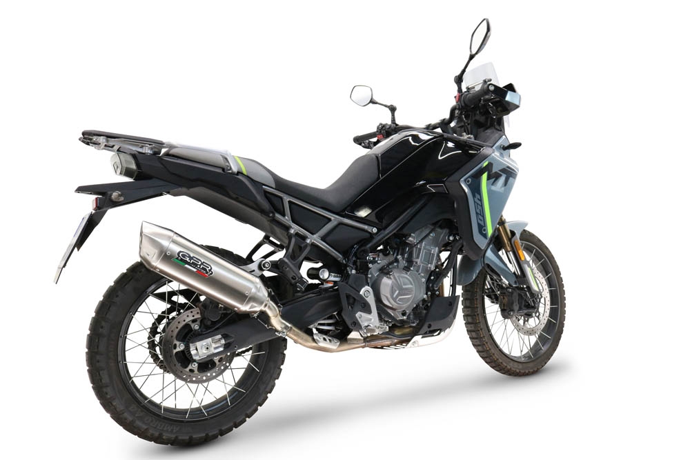 GPR escape compatível com  Cf Moto 450 MT 2024-2025, Furore-X Acciaio Inox, Escape legal, homologado, silenciador com db killer removível e tubo de ligação específico 