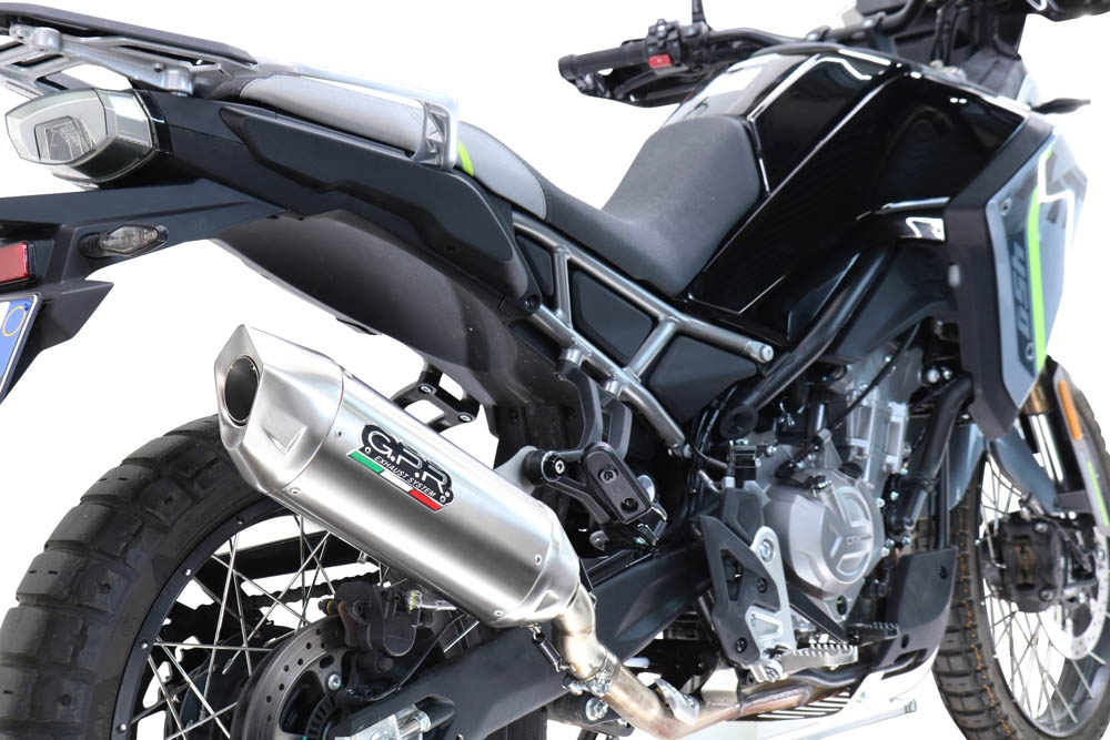 GPR escape compatível com  Cf Moto 450 MT 2024-2025, Furore-X Acciaio Inox, Escape legal, homologado, silenciador com db killer removível e tubo de ligação específico 